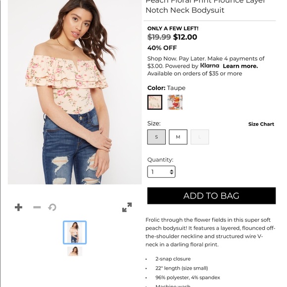 Rue 21 Off The Shoulder Pink Floral Bodysuit - Picture 6 of 6